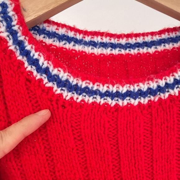 Vtg 60's Mod Red Striped Knit Acrylic Sweater Sleeveless Dress Sz M/L Retro - Picture 7 of 7